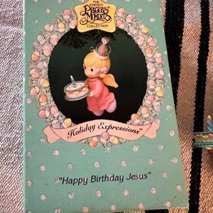 Vintage Precious Moments  Christmas Ornaments Enesco Happy Birthday Jesus